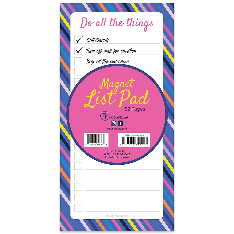 TF Publishing Bright Stripes Do All The Things Magnet List Pad