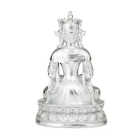 Silver Resin Bohemian Buddha Sculpture, 12" x 8" x 5"