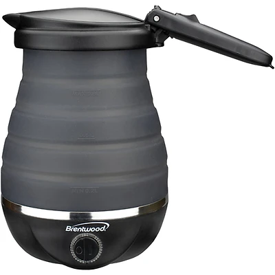 Brentwood Black 0.85qt. Dual-Voltage Collapsible Travel Kettle