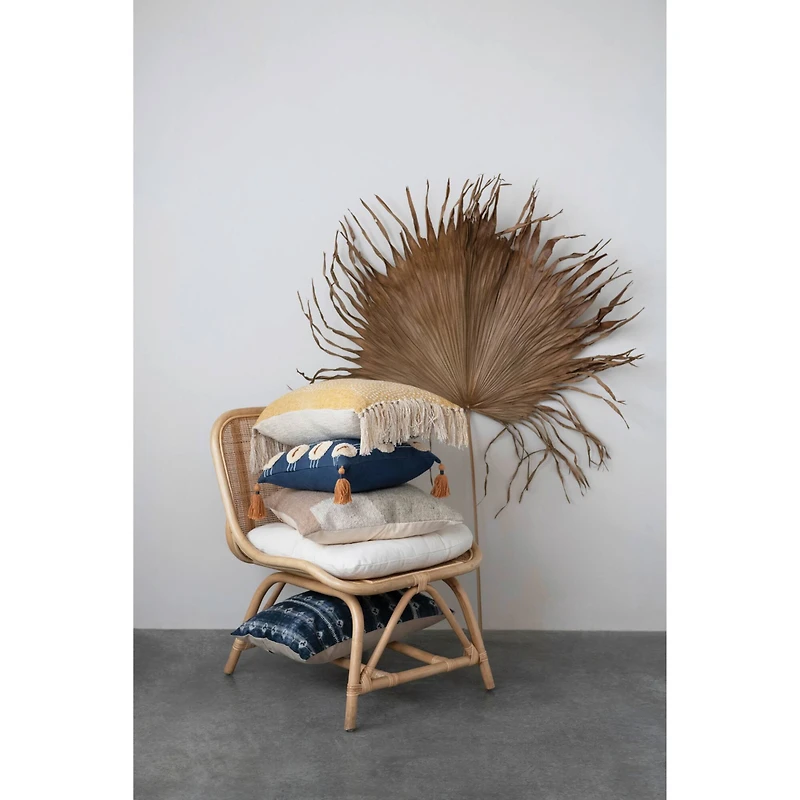 Hello Honey® Cotton Lumbar Pillow With Batik Print & Embroidery