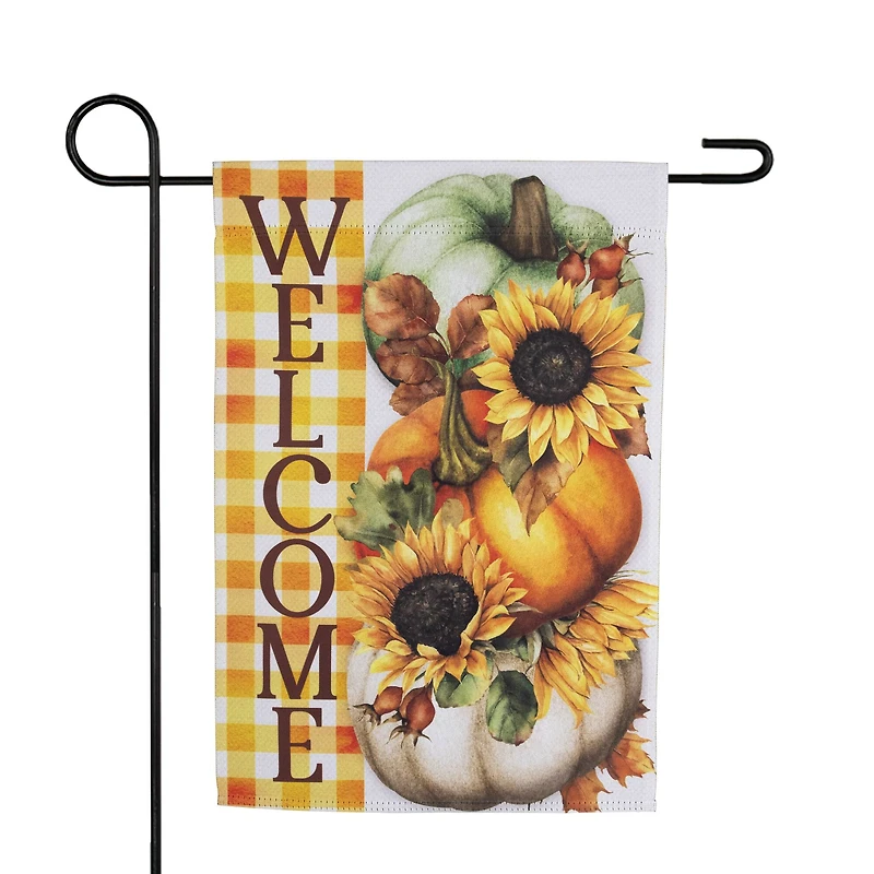 18" x 12.5" Pumpkins & Sunflowers Welcome Fall Harvest Outdoor Garden Flag