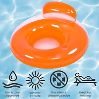 Pool Central 4ft. Orange Inflatable Inner Tube Pool Float with Backrest
