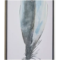 Blue Canvas Feathers Bird Framed Wall Art with Silver Frame Set of 2 16", 47"