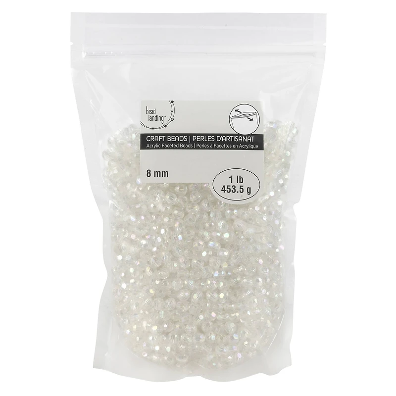 Clear Aurora Borealis Faceted Acrylic Round Craft Beads by Bead Landing™, 8mm
