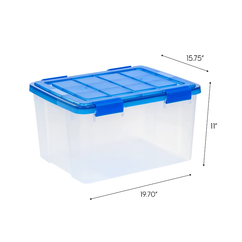 IRIS® WeatherPro™ 44qt. Clear Heavy Duty Plastic Storage Bin with Blue Lid