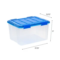 IRIS® WeatherPro™ 44qt. Clear Heavy Duty Plastic Storage Bin with Blue Lid