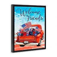 Stupell Industries Welcome Friends Americana Pickup Truck Floater Framed Art