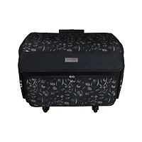 Everything Mary Pink & Gray Floral 4 Wheel Collapsible Deluxe Sewing Machine Storage Case