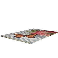 Gray Chevron & Butterfly Floral Doormat