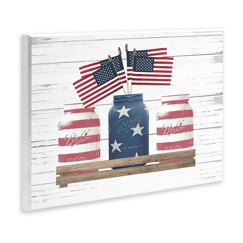 Stupell Industries Rustic Patriotic Jars American Pride Flag Design Wall Plaque Art
