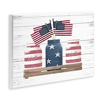 Stupell Industries Rustic Patriotic Jars American Pride Flag Design Wall Plaque Art