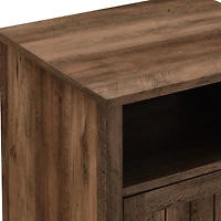 Walker Edison 18" Reclaimed Barn Wood Side Table with Grooved Door