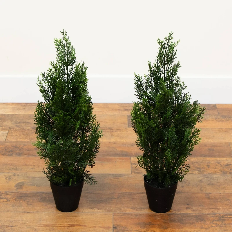 2ft. Potted UV Resistant Cedar Pine Trees, 2ct.