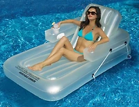 74" Inflatable Light Blue Water Sports Kickback Adjustable Lounger Raft