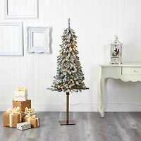 5ft. Pre-Lit Flocked Alpine Artificial Christmas Tree, Clear Lights