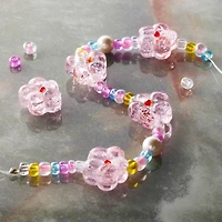 Pink Flower Lampwork Glass Bead Mix by Bead Landing™