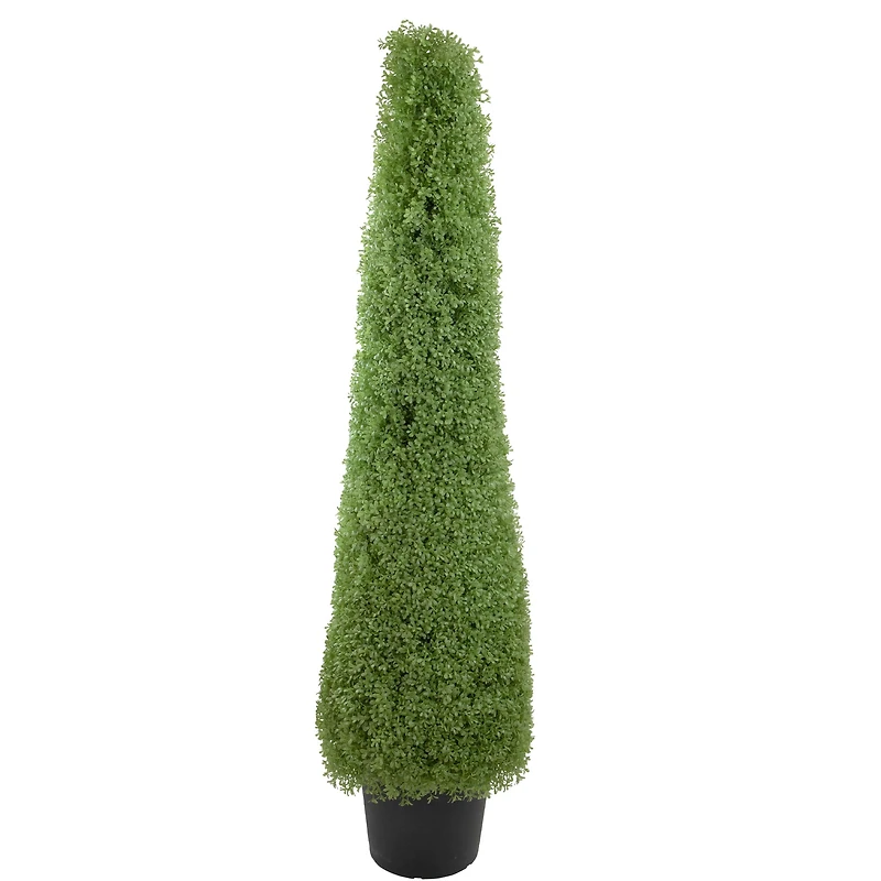 5ft. Unlit Artificial Boxwood Cone Topiary Tree with Round Pot