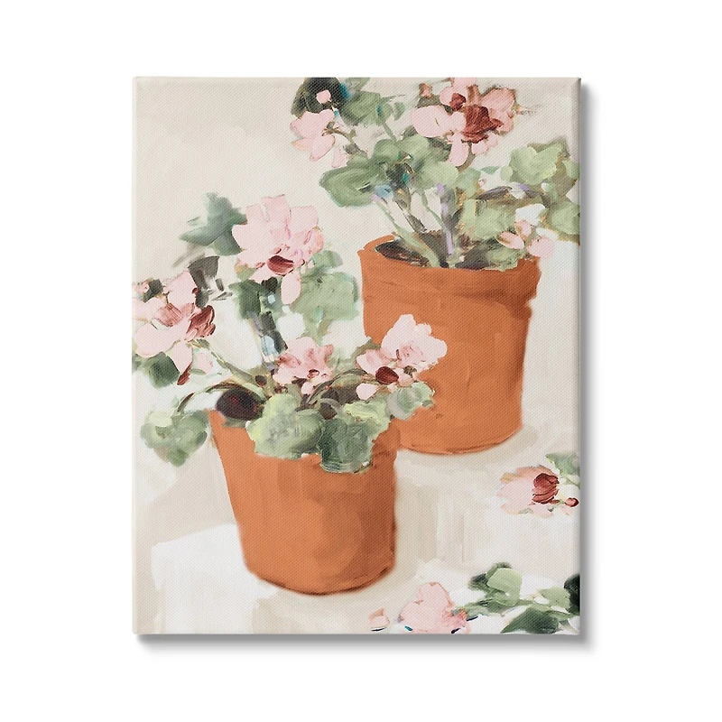 Stupell Industries Abstract Potted Flowers Soft Neutral Stair Still Life Canvas Wall Art