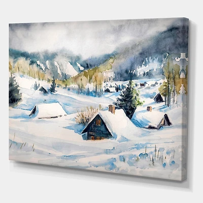 Designart - Mountain Village In Winter
