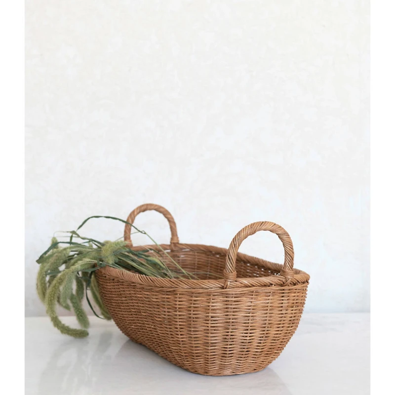 Hello Honey® Small Natural Handwoven Wicker Basket with Handles