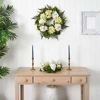 24” White Hydrangea Berry Wreath