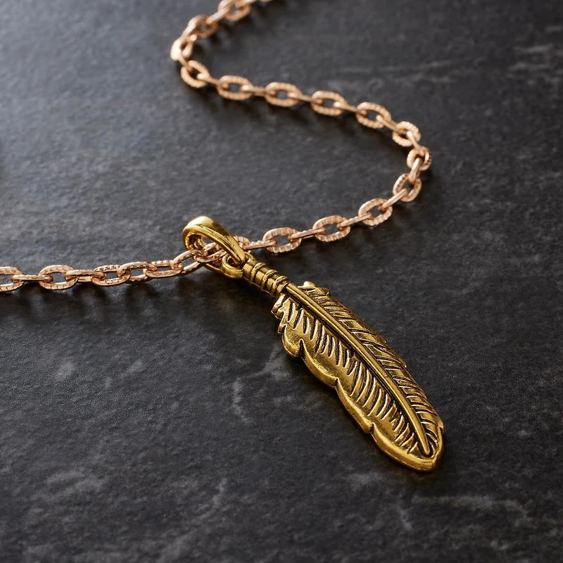 Gold Feather Pendant by Bead Landing™