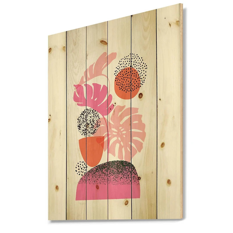 Designart - Geometric Moon & Sun Shapes With Tropical Leaves