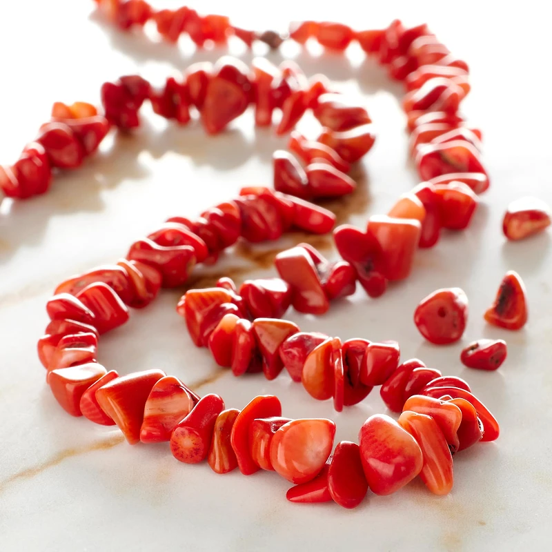 Red Dyed Bamboo Coral Chip Beads by Bead Landing™