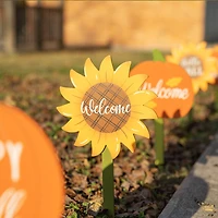 Glitzhome® 15" Fall Wooden Pumpkin & Sunflower Yard Stake, 6ct.