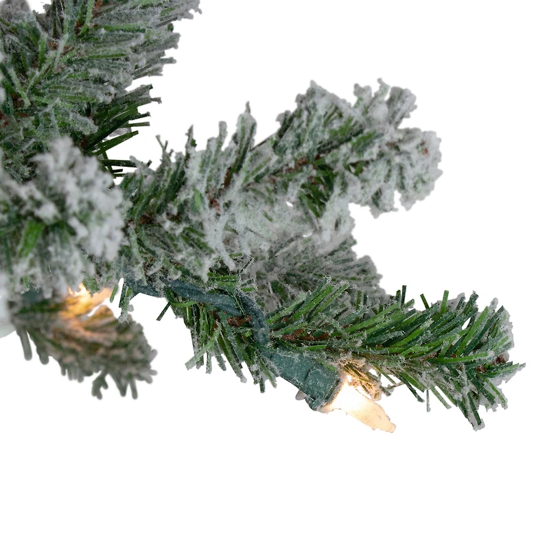 3 Pack Pre-Lit Flocked Alpine Christmas Trees, Clear Lights