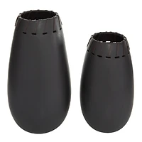Set of 2 Black Stoneware Modern Vase, 16", 13"