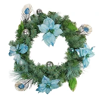 24" Ball Ornaments & Poinsettias Artificial Wreath