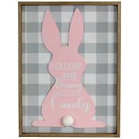 Follow the Bunny He's Got Candy Easter Bunny Framed Wall Sign