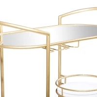 Gold Metal Contemporary Bar Cart, 33" x 31" x 16"
