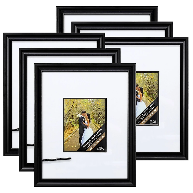 6 Pack: Black 8" x 10" Signature Frame with Mat by Studio Décor®