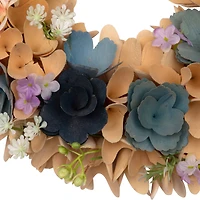 14" Wooden Spring Artificial Flowers Wreath