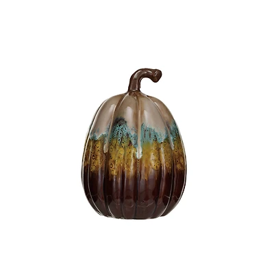 Hello Honey® 7.5" Multicolor Stoneware Pumpkin Décor with Reactive Glaze