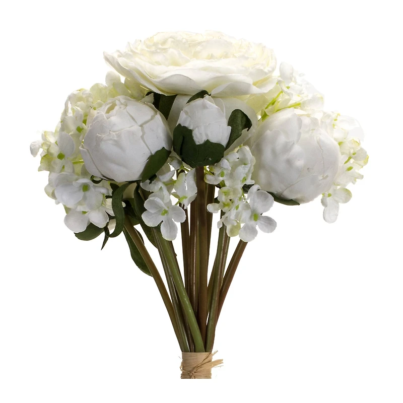 16.75" White Peony & Hydrangea Floral Bouquets, 6ct.