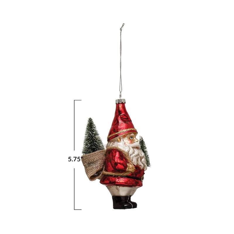 Hello Honey® 5.75" Garden Santa Glass Ornament