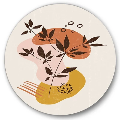 Designart - Vintage Plant With Minimalist Shapes II