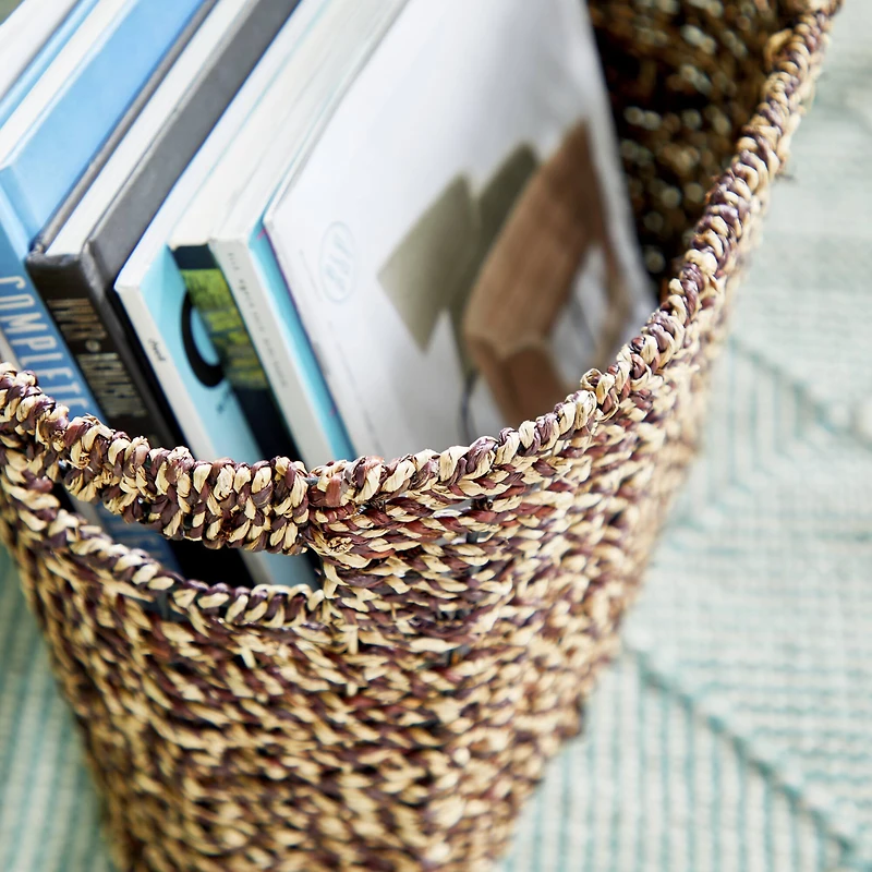 15" Brown Seagrass Natural Magazine Rack