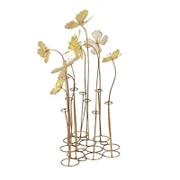 21" Gold Metal Flowers Sculpture