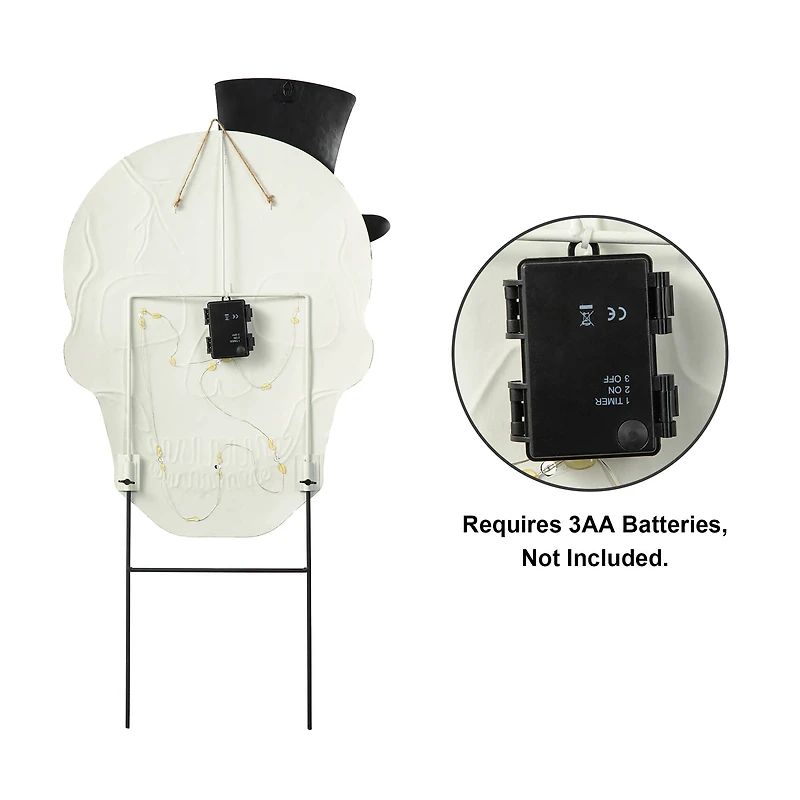 Glitzhome® 38" Lighted Halloween Metal Skull Yard Stake with Timer