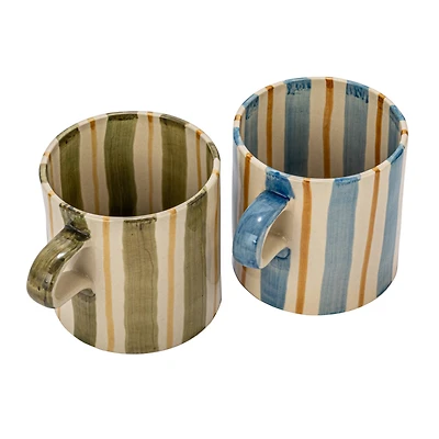 Hello Honey® 5" Striped Stoneware Mug Set
