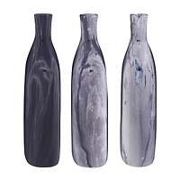 13" Gray Stoneware Contemporary Vase Set