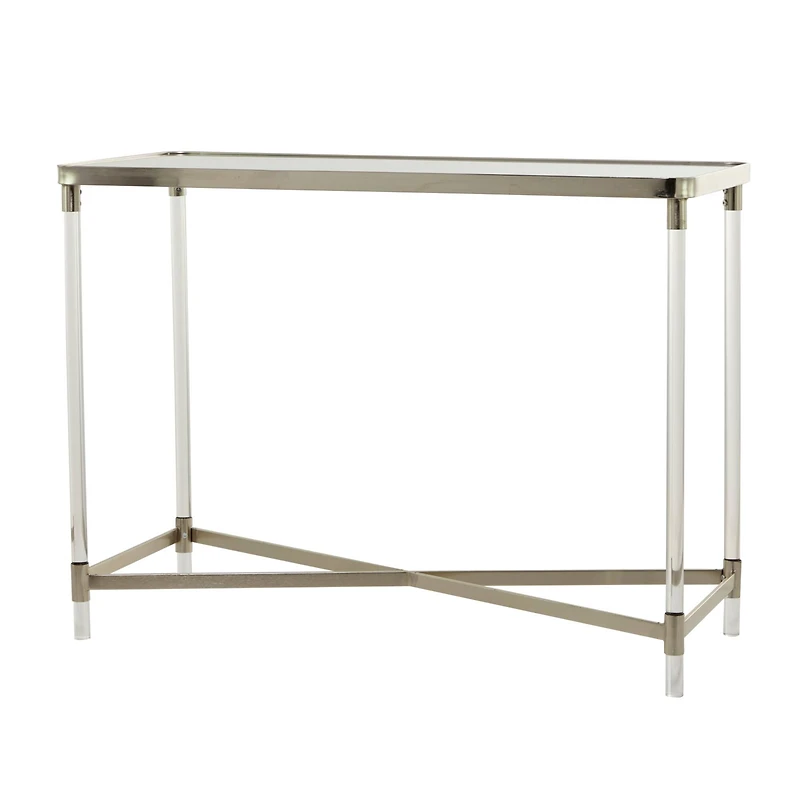 Silver Metal Contemporary Console Table, 44" x 19" x 33"