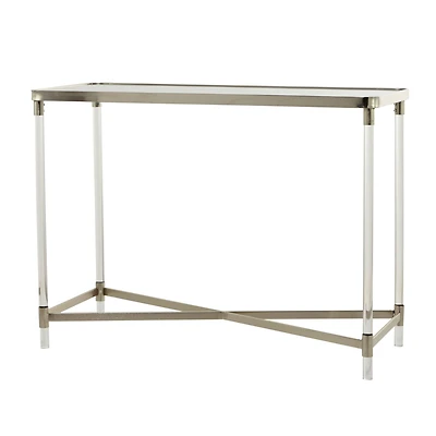 Silver Metal Contemporary Console Table, 44" x 19" x 33"