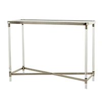Silver Metal Contemporary Console Table, 44" x 19" x 33"