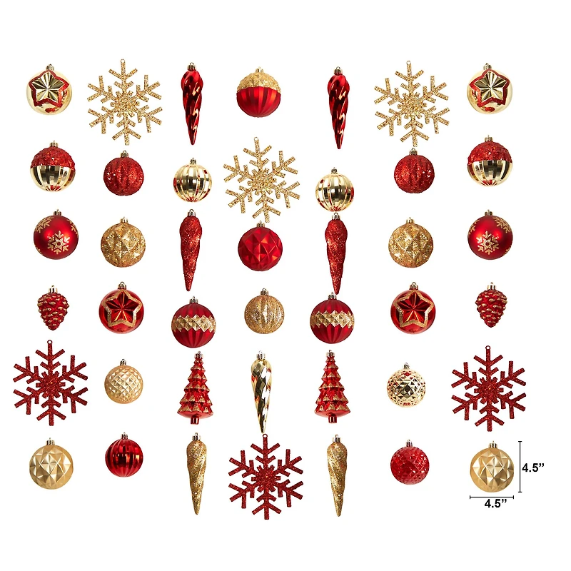 52ct. Holiday Deluxe Shatterproof Christmas Tree Ornament Box Set