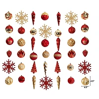 52ct. Holiday Deluxe Shatterproof Christmas Tree Ornament Box Set